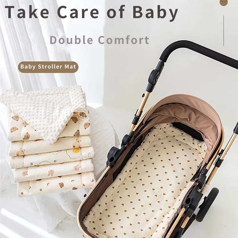 Color: black - Baby Stroller Seat Cushion Soft Mattress Kids Pushchair Car Mat Stroller Accessories