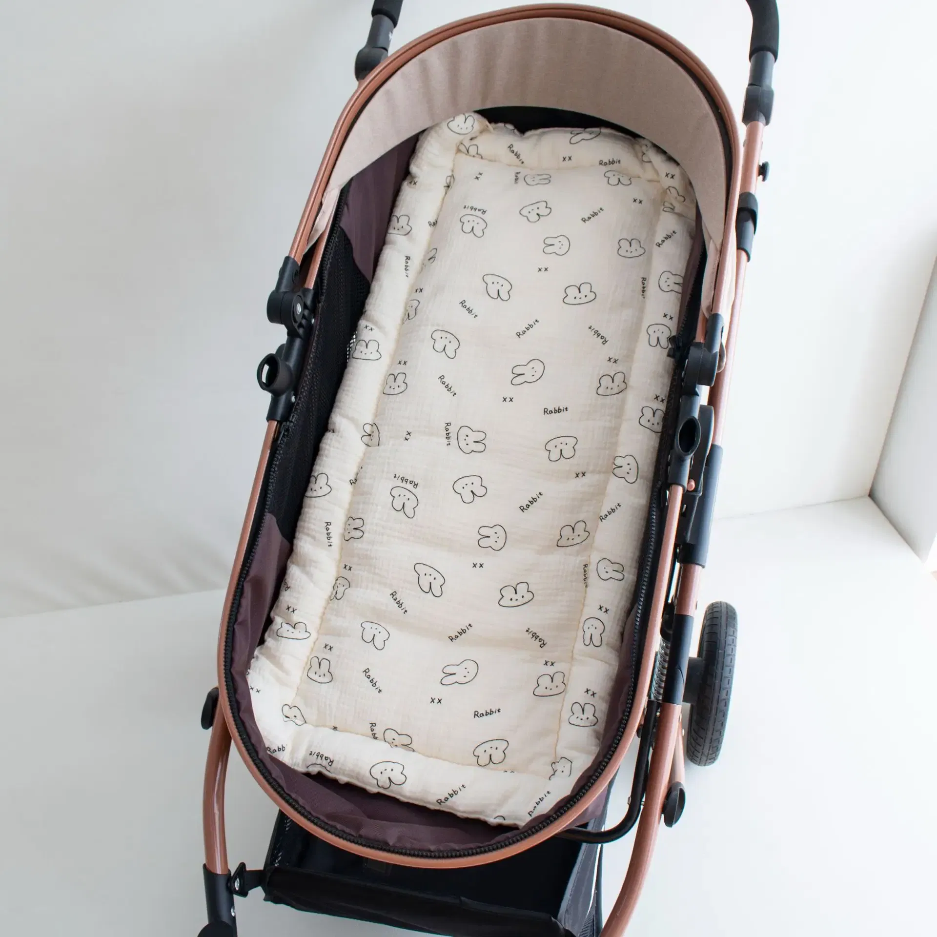 Color: black - Baby Stroller Seat Cushion Soft Mattress Kids Pushchair Car Mat Stroller Accessories