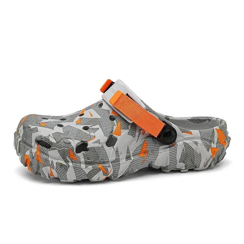 Color: PURPLE, Shoe Size: 46 - Men Summer Slippers Thick Sole Mens Clogs Sandals Hollow Breathable Flip Flops Sandals Shoes Fashion Beach Slippers