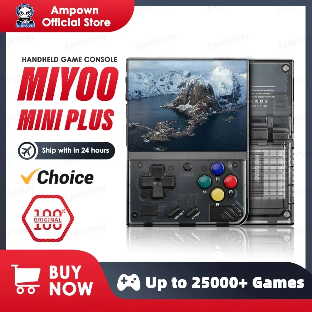 Color: Gold, Bundle: Bundle 2 - MIYOO Mini Plus Portable Retro Handheld Game Console V2 Mini+ IPS Screen Classic Video Game Console Linux System Children's Gift