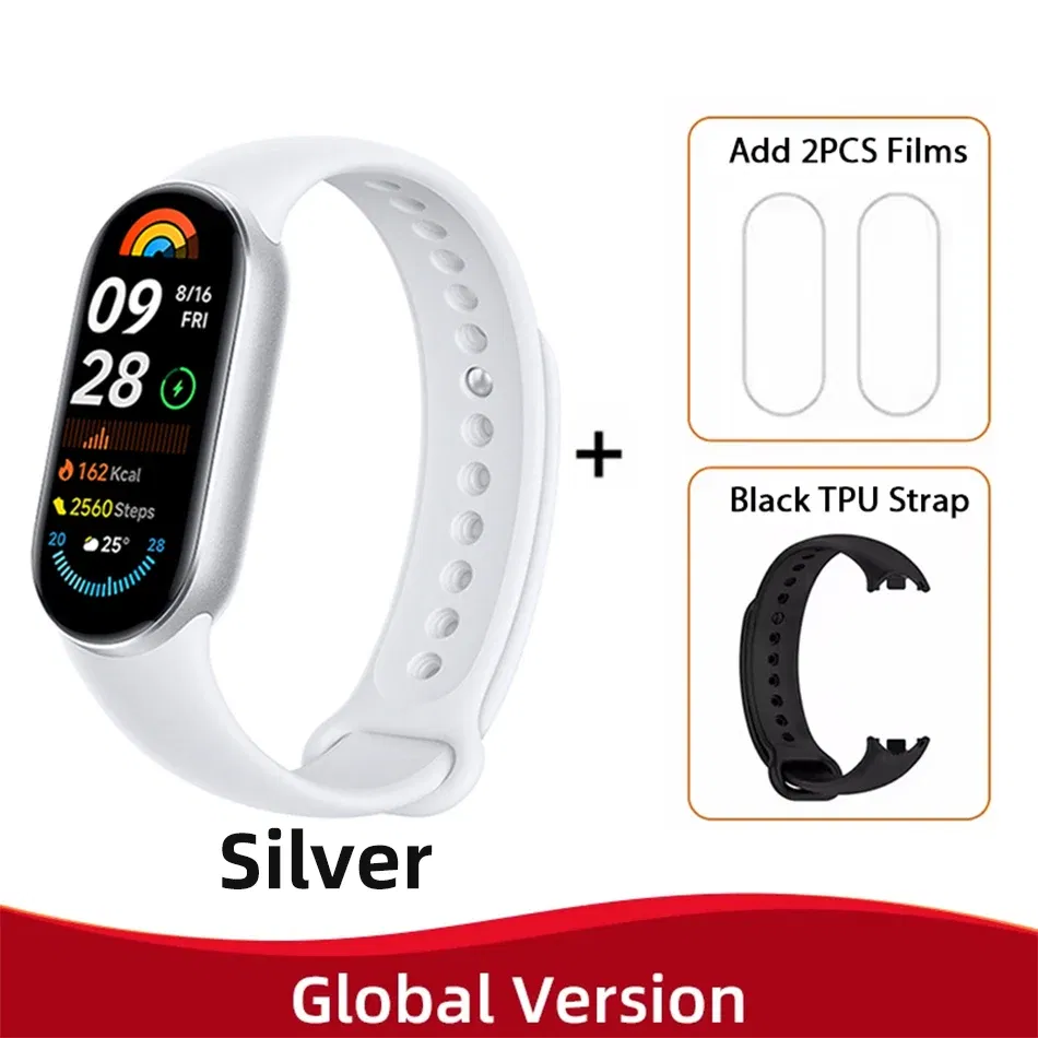 Color: Chocolate Color, Ships From: CHINA - New! Global Version Xiaomi Band 9 Mi Smart Bracelet 9 Color AMOLED 1.62" Ultra 21 Days Battery Life Miband Wrist Watch Blood