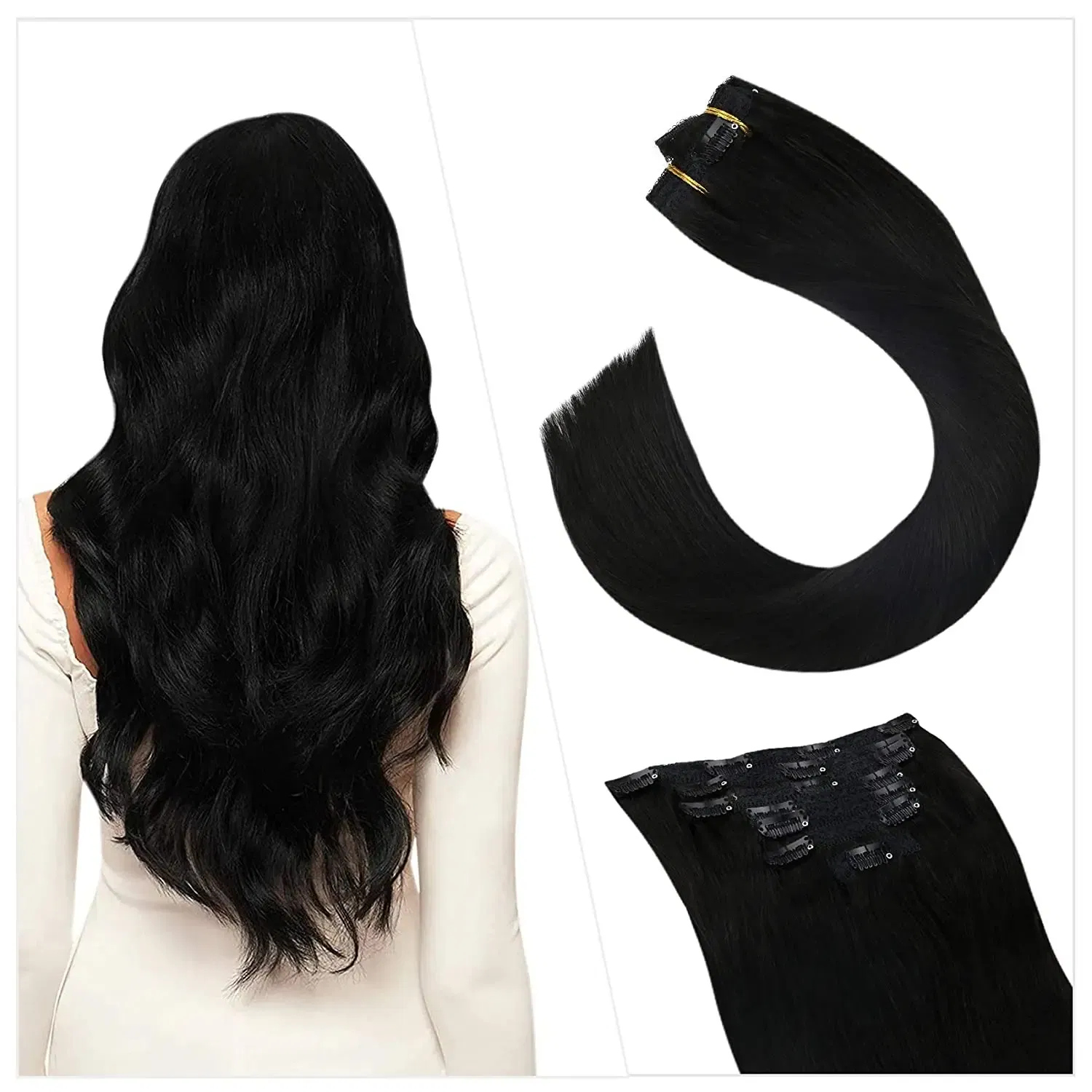 Color: Fuschia, Length: 18 inches, Weight Per Package: 120g/Set - [16 Colors] Ugeat Clip in Hair Extensions Human Hair 14-22" Double Weft Remy Hair Full Head Clip in Extensions for Woman 7Pcs