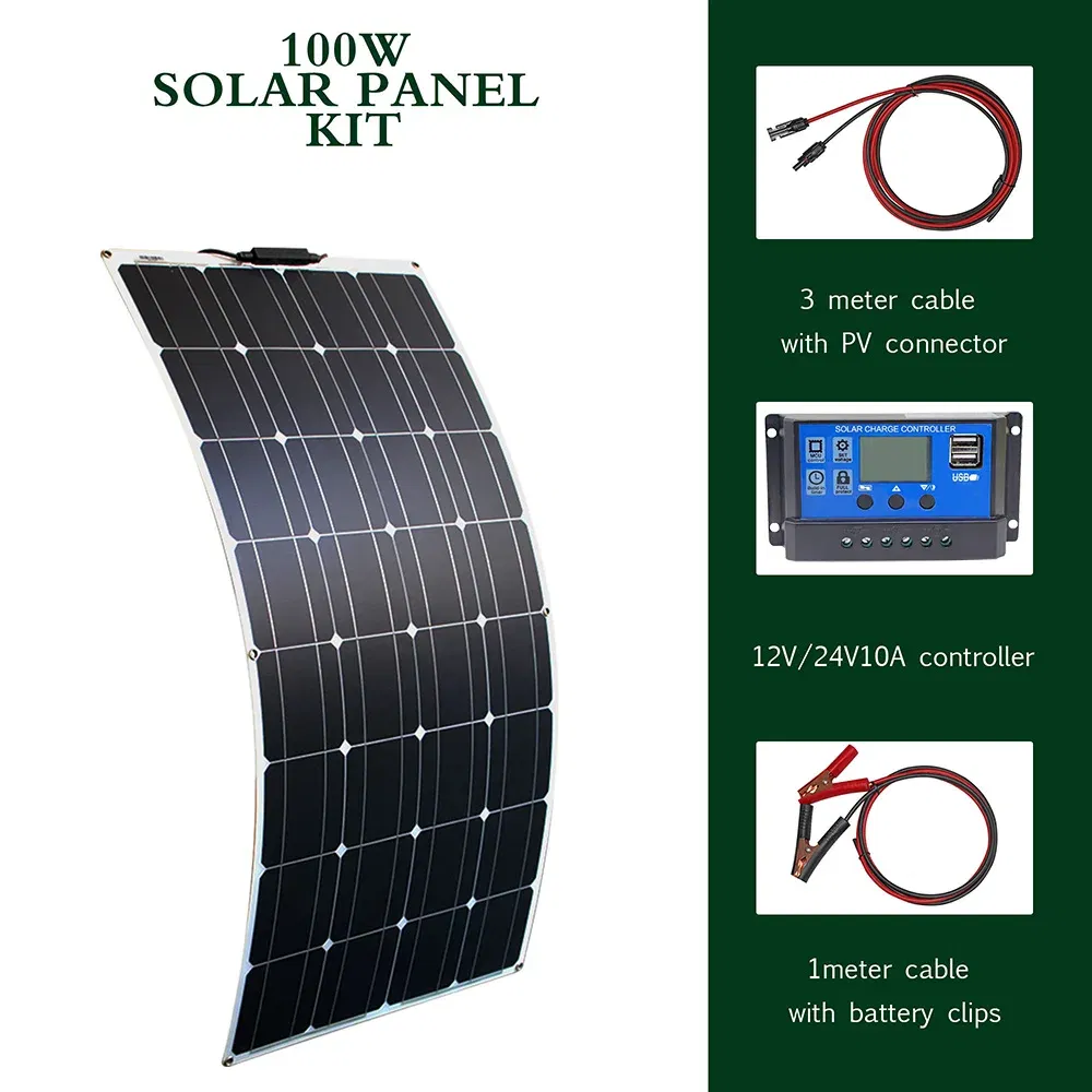 Color: Lavender, Ships From: CHINA - Top Solar panel kit and 300w 200w 100w flexible solar panels 12v 24v high efficiency battery charger module