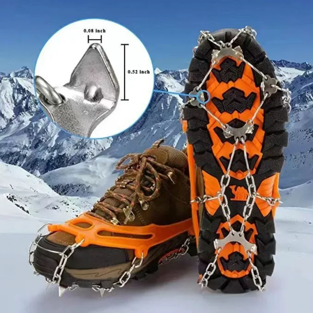 Shoe Size: 13, Ships From: CHINA - Winter Outdoor Hiking Climbing Snow Spikes Crampons Cleats Chain Claws Grips Boots Cover Ice Gripper Spike for Shoes Anti Slip