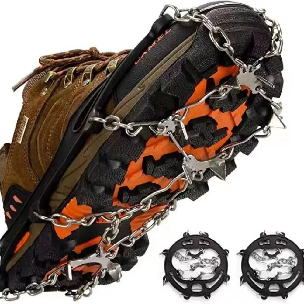 Shoe Size: 13, Ships From: CHINA - Winter Outdoor Hiking Climbing Snow Spikes Crampons Cleats Chain Claws Grips Boots Cover Ice Gripper Spike for Shoes Anti Slip