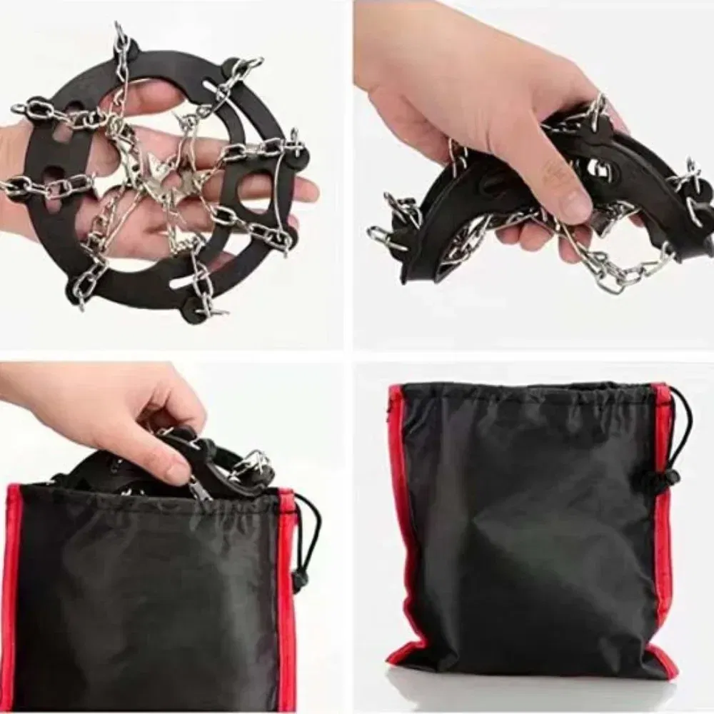 Shoe Size: 13, Ships From: CHINA - Winter Outdoor Hiking Climbing Snow Spikes Crampons Cleats Chain Claws Grips Boots Cover Ice Gripper Spike for Shoes Anti Slip
