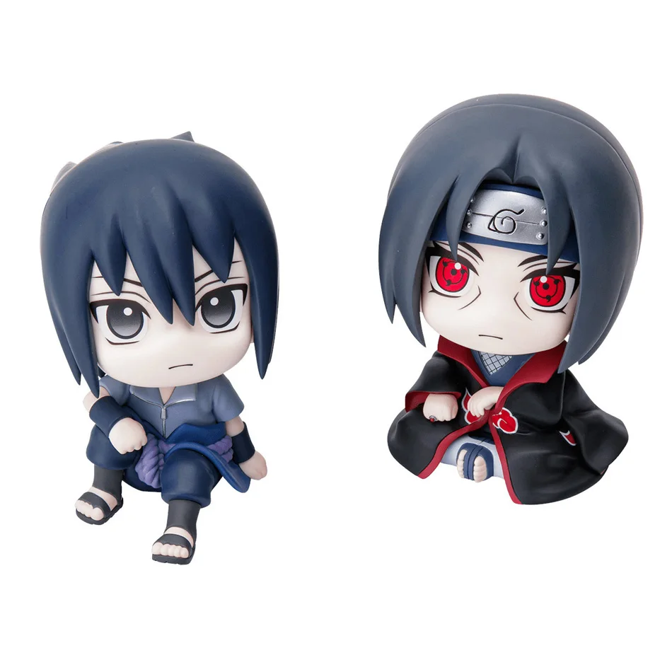 Color: black - 10cm Naruto Anime Figure Uzumaki Naruto Kakashi Uchiha Sasuke Itachi Cute Toys Q Figurals Action Figurine Model