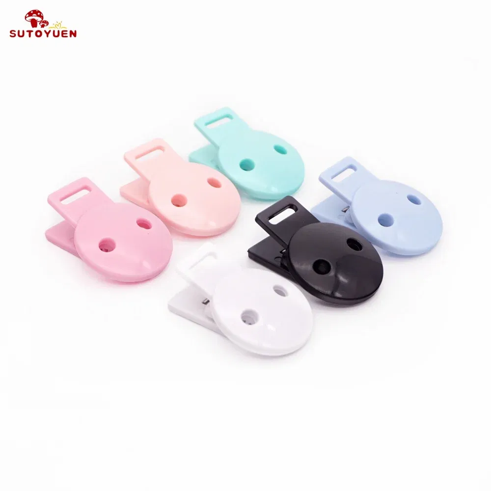 Color: MULTI - Sutoyuen 20pcs Round Head Pacifier Clip Soother Holder For DIY Beads Baby Dummy Chain Plastic Pacifier Clips Baby Accessories