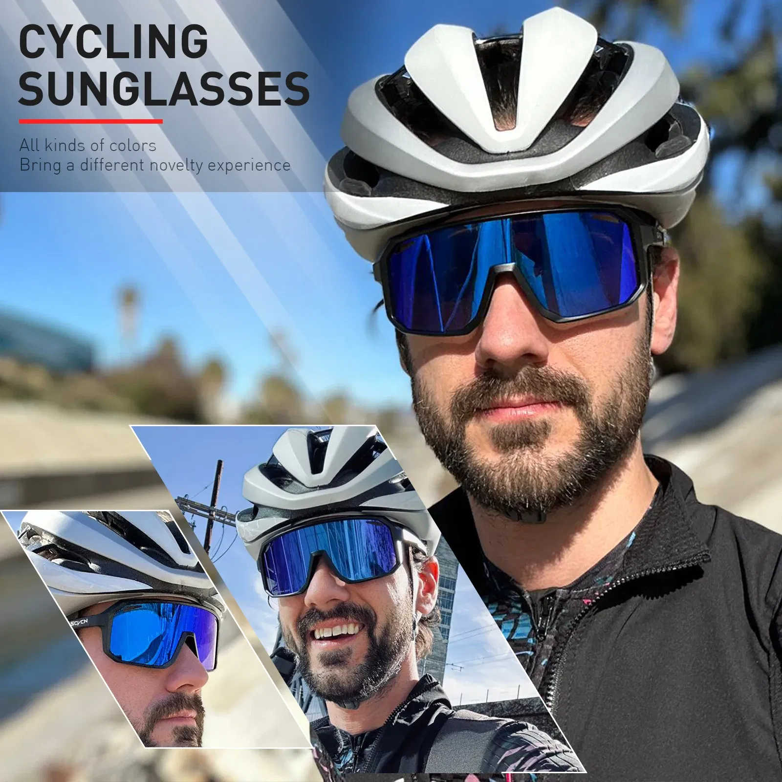 Color: multi, Lenses Color: WHITE - SCVCN Sports Men UV400 Sunglasses Cycling Glasses Photochromic Cycl Camp Bike Eyewear MTB Outdoor Goggles Bicycle Women Hunting