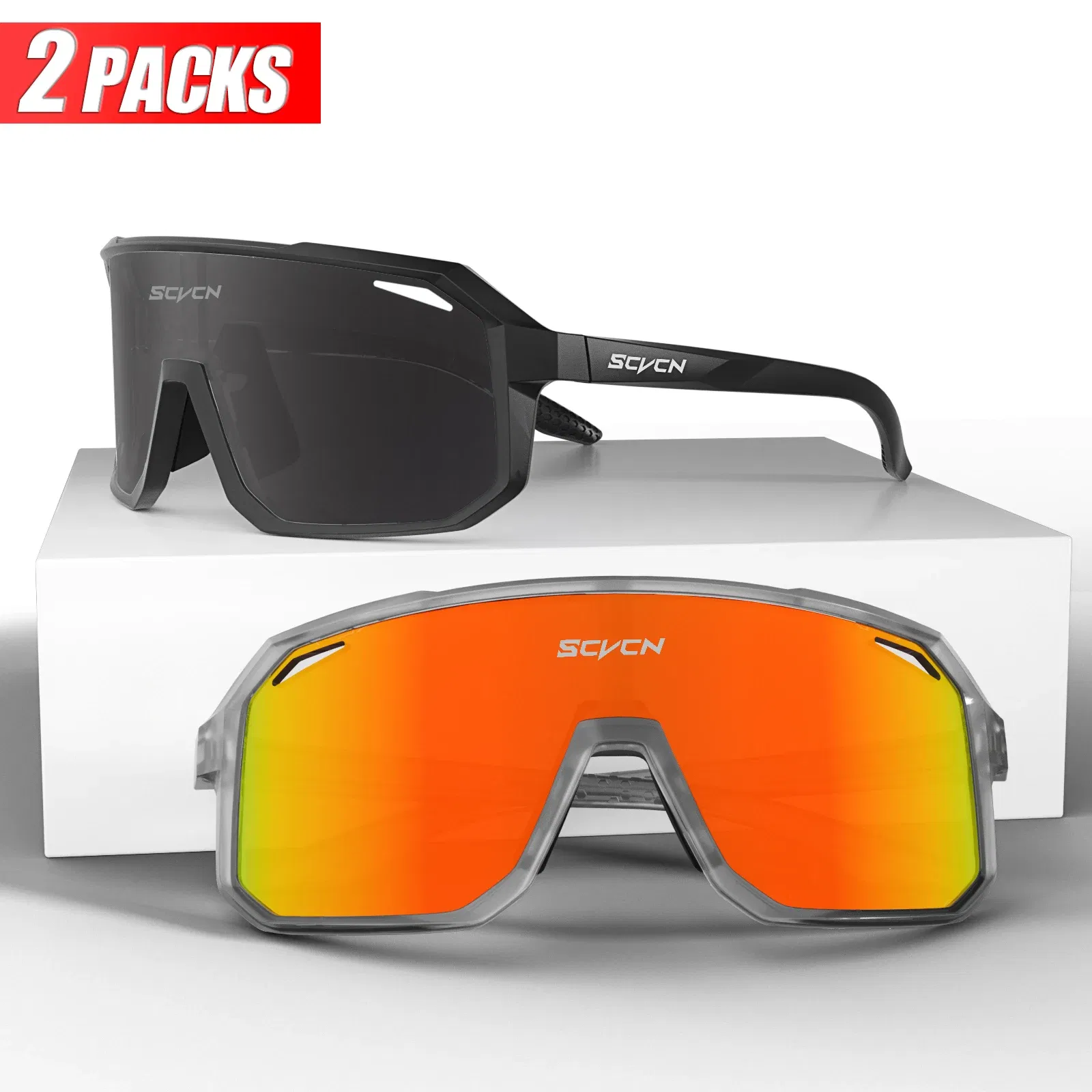 Color: multi, Lenses Color: WHITE - SCVCN Sports Men UV400 Sunglasses Cycling Glasses Photochromic Cycl Camp Bike Eyewear MTB Outdoor Goggles Bicycle Women Hunting