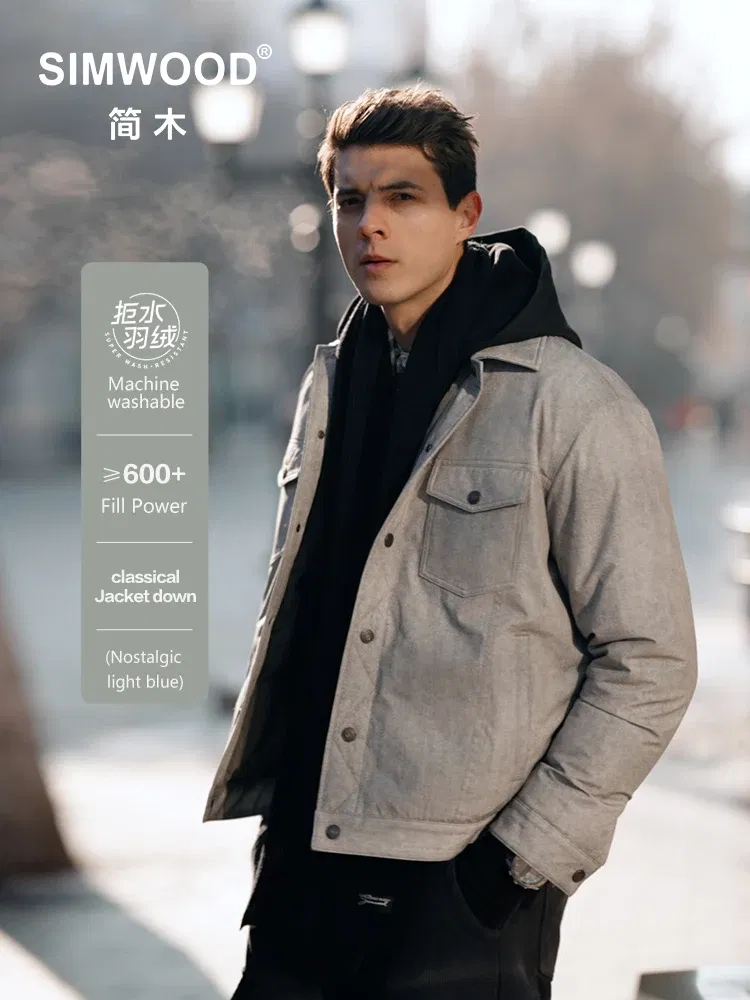 SIMWOOD 2025 Autumn Winter New Regular Fit Lightweight Down Coats Men 90% Water Repellent White Duck Down Jackets