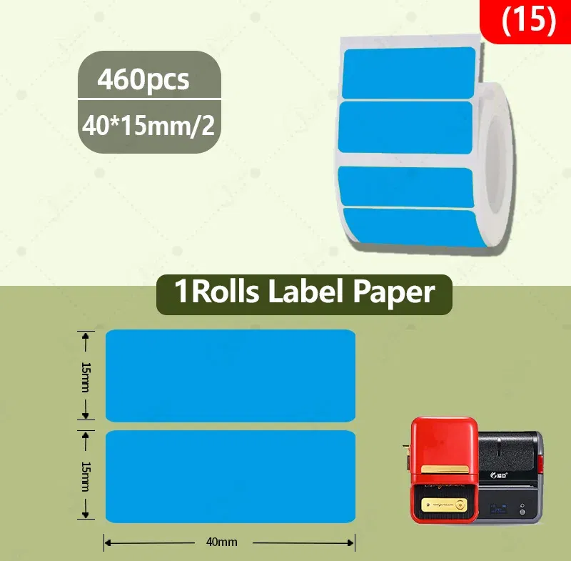 Color: Light Blue - NIIMBOT B21/B203/B3S label machine printing paper color label waterproof, oil resistant, tear resistant label