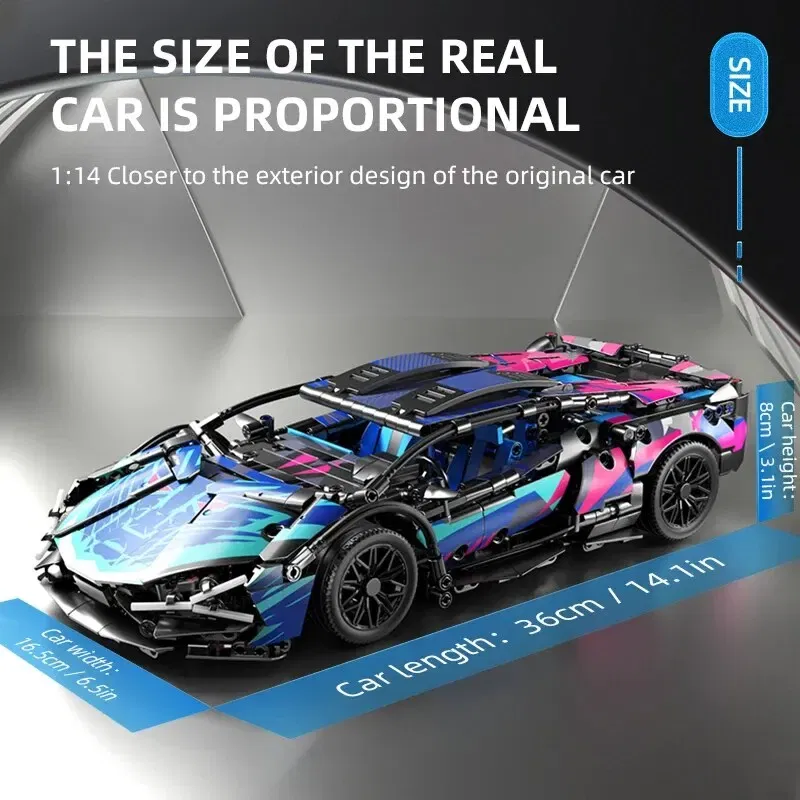 Color: WHITE - 67128 Cars 1314PCS Building Kits for Adults, 1:14 Scale Super Car Building Block Remote Control Car Building Kits for Men Teen