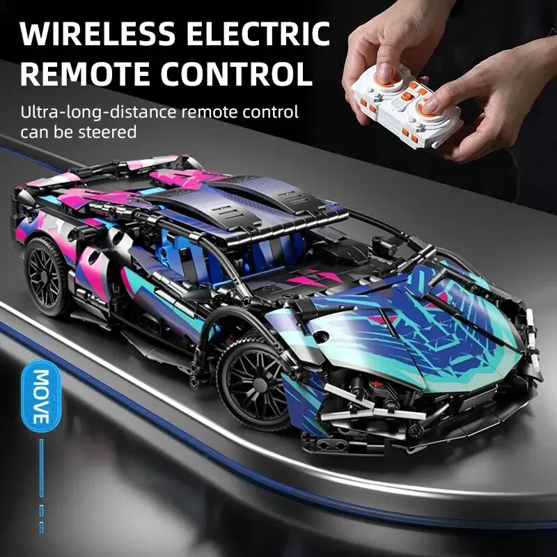 Color: WHITE - 67128 Cars 1314PCS Building Kits for Adults, 1:14 Scale Super Car Building Block Remote Control Car Building Kits for Men Teen