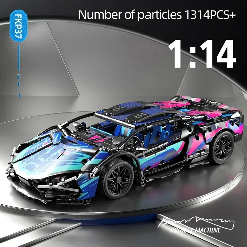 Color: WHITE - 67128 Cars 1314PCS Building Kits for Adults, 1:14 Scale Super Car Building Block Remote Control Car Building Kits for Men Teen