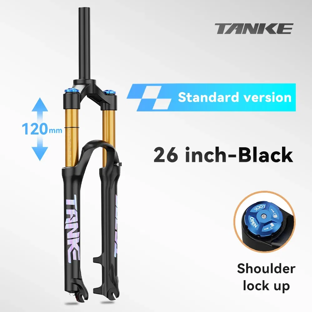 Color: Clear - TANKE Bike Fork Rebound Adjustable MTB Air Front Suspension 26/27.5/29 Inch 120mm Travel Quick Release Fork Bicycle Accessories