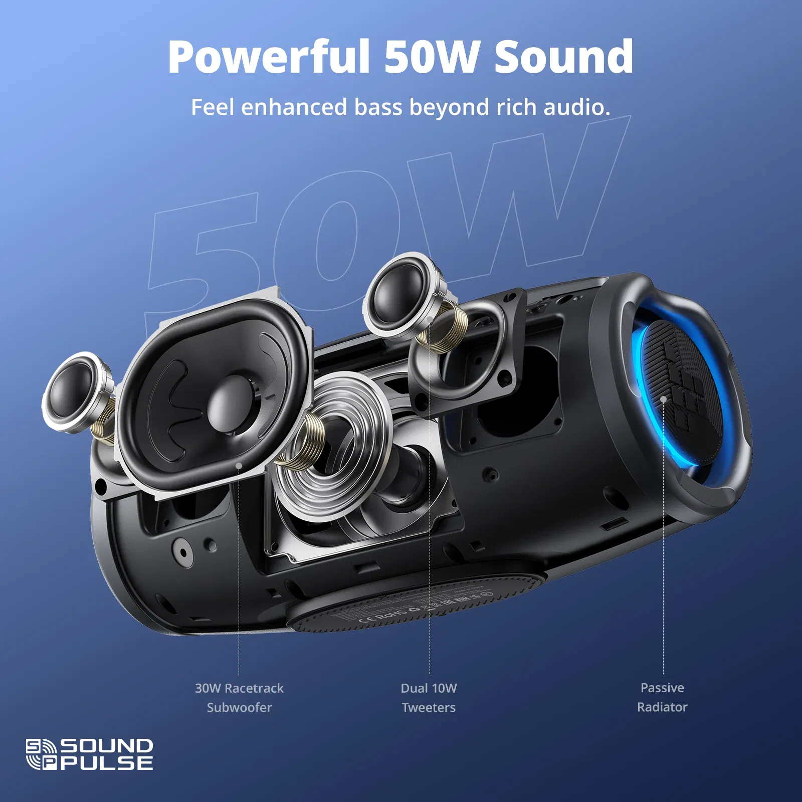 Color: black, Ships From: CHINA - New! Tronsmart Mirtune S100 Speaker 50W Bluetooth Speaker with IPX7 Waterproof, APP Control, Built-in Powerbank & Retractable
