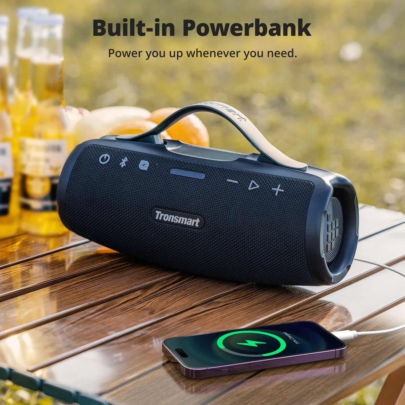 Color: black, Ships From: CHINA - New! Tronsmart Mirtune S100 Speaker 50W Bluetooth Speaker with IPX7 Waterproof, APP Control, Built-in Powerbank & Retractable