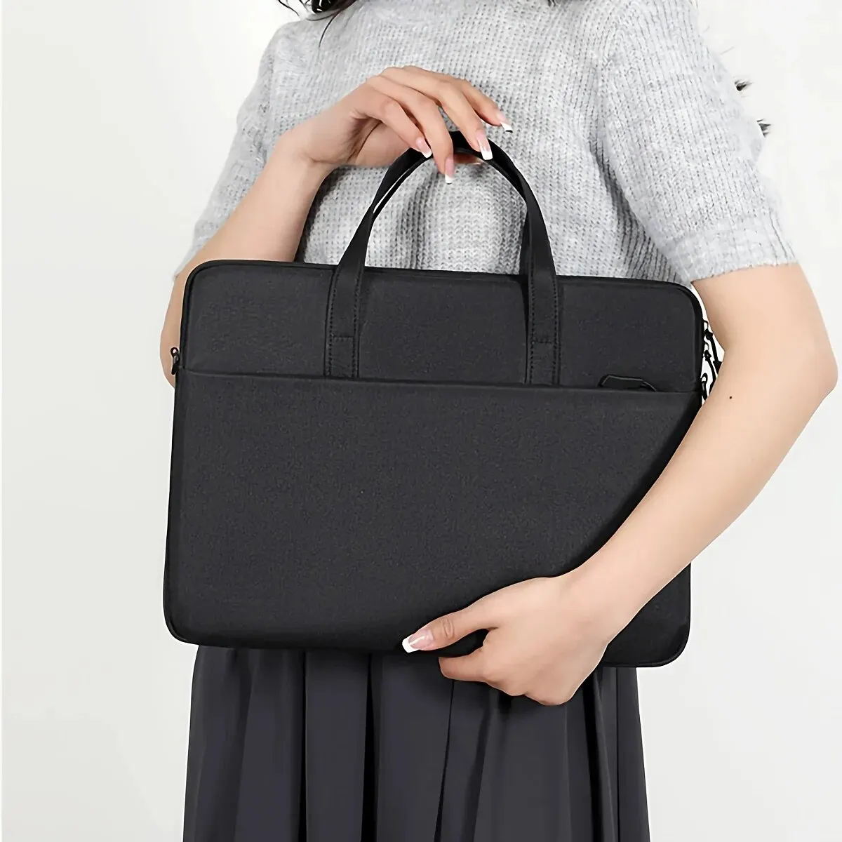 Color: Black - 1pc Unisex Simple Portable Laptop Bag, Handbag, Shoulder Bag, Suitable For Ladies, Office Workers, Business Trip, School
