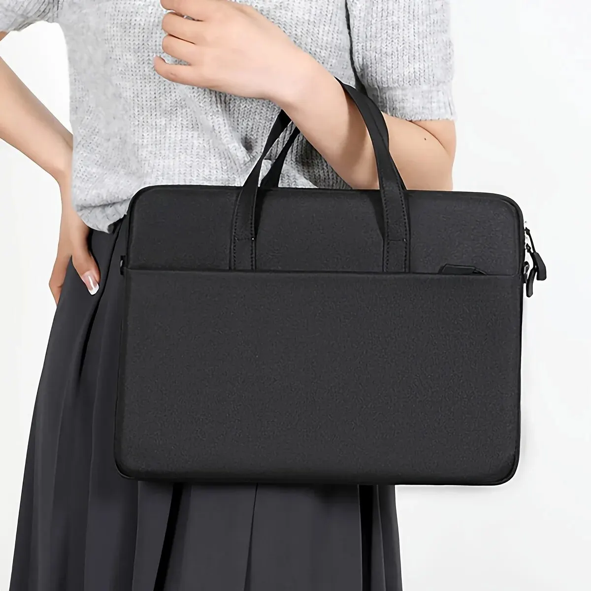 Color: Black - 1pc Unisex Simple Portable Laptop Bag, Handbag, Shoulder Bag, Suitable For Ladies, Office Workers, Business Trip, School