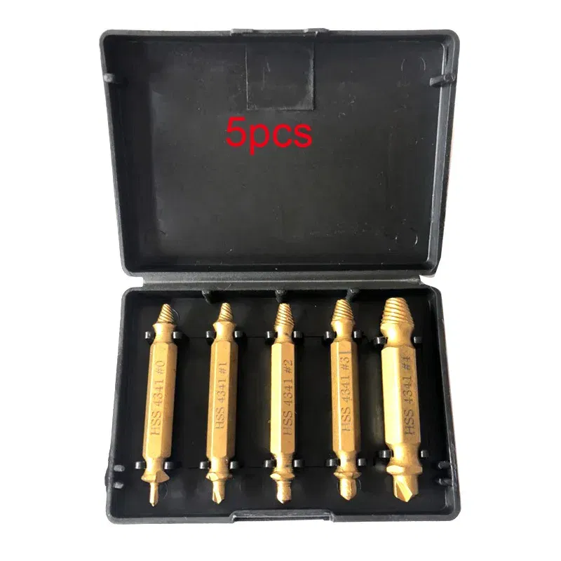 Color: Silver - Broken Double Head Screw Extractor Sliding Thread And Broken Wire Remover 4341 Hexagon Drill Set Broken Wire Extractor