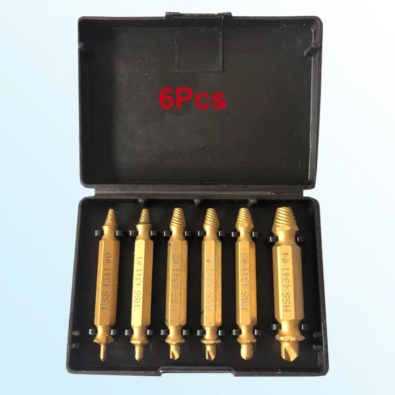 Color: Silver - Broken Double Head Screw Extractor Sliding Thread And Broken Wire Remover 4341 Hexagon Drill Set Broken Wire Extractor