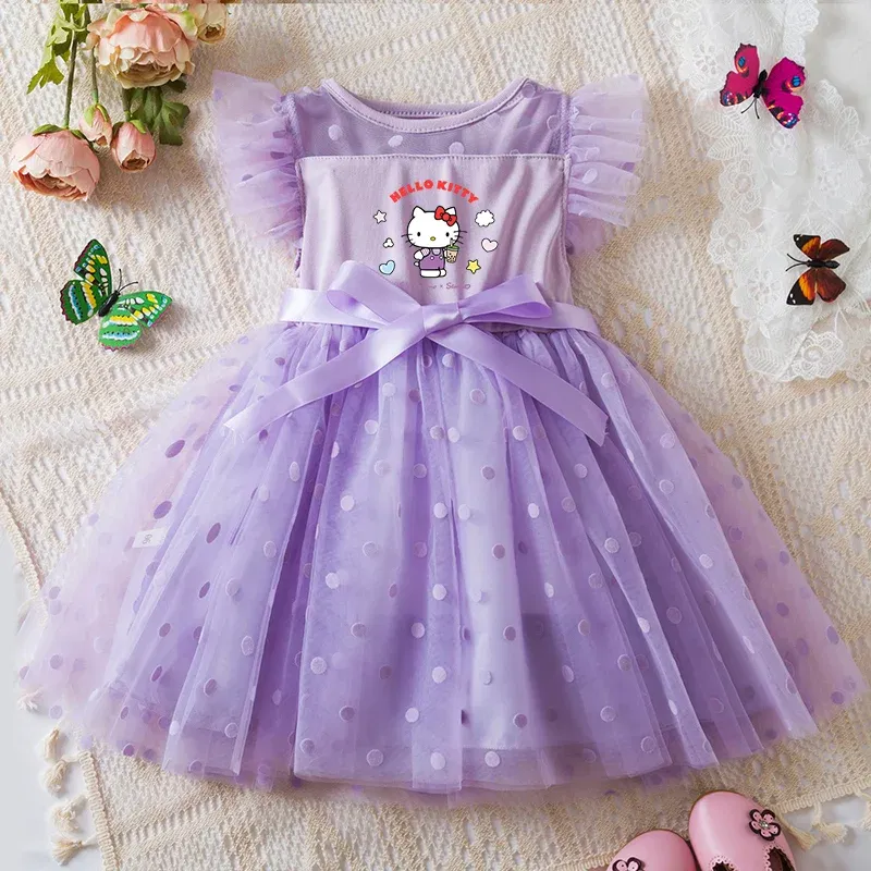 Color: Dark Grey, Size: L - Hello Kitty 2-6Y Baby Girl Dress Princess Mesh Skirt Summer Sleeveless Wedding Party Dresses for Girls Summer