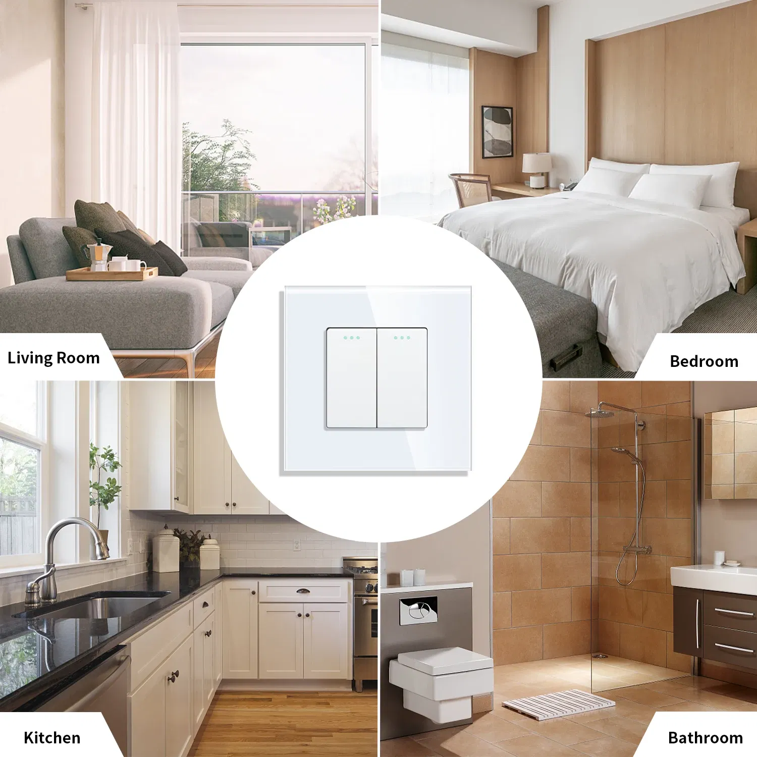 Color: Ivory, Size: 4XL, Ships From: CHINA - Bingoelec Push Button Switch 1/2/3 Gang 1 Way 2 Way 3 Way EU Standard Home light Switch Crystal Glass Panel Wall switch