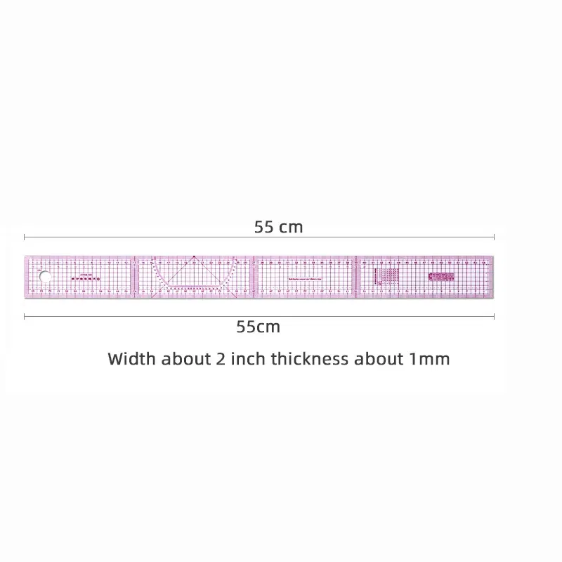 Color: plum - Empire sewing ruler and French curve, used for pattern making drafting, transparent plastic fashion designer ruler pieces assemb