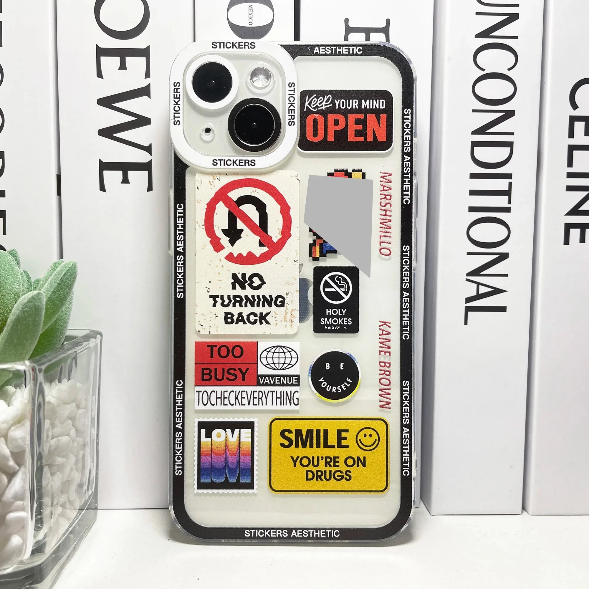Color: Dark Grey, Material: Microfiber - Mix Labels Collage Stickers Aesthetic Phone Case For Samsung Galaxy S10 S20 S21 S22 S23 S24 FE Plus Ultra Note 20