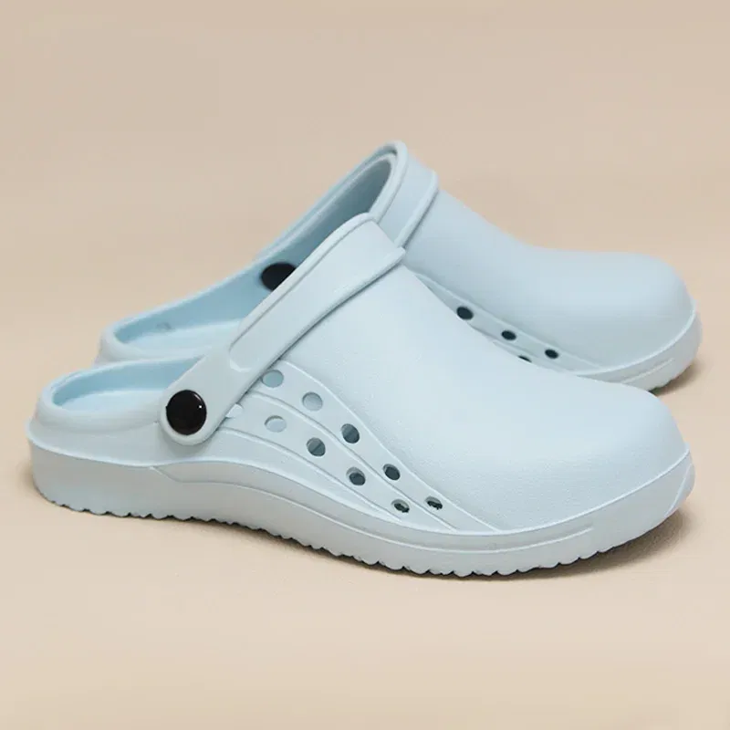 Color: Brown, Shoe Size: 34 - High Quality Scrub Shoes Non-slip Dentist Nursing Clogs Healthcare Service Work Slippers Soft Operating Room Protective Clogs