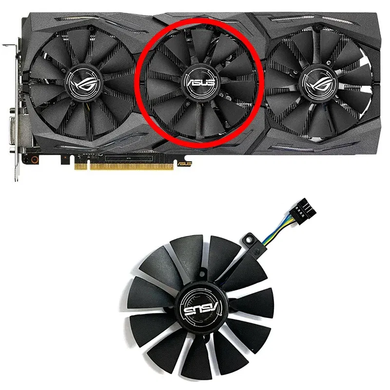 Color: Brown - 87mm 6pin T129215SU GTX1060 1070 1080 GPU Cooler For ASUS Strix GTX 1060 OC 1080 1070 1080Ti RX 480 Graphics Card Fan Cooler