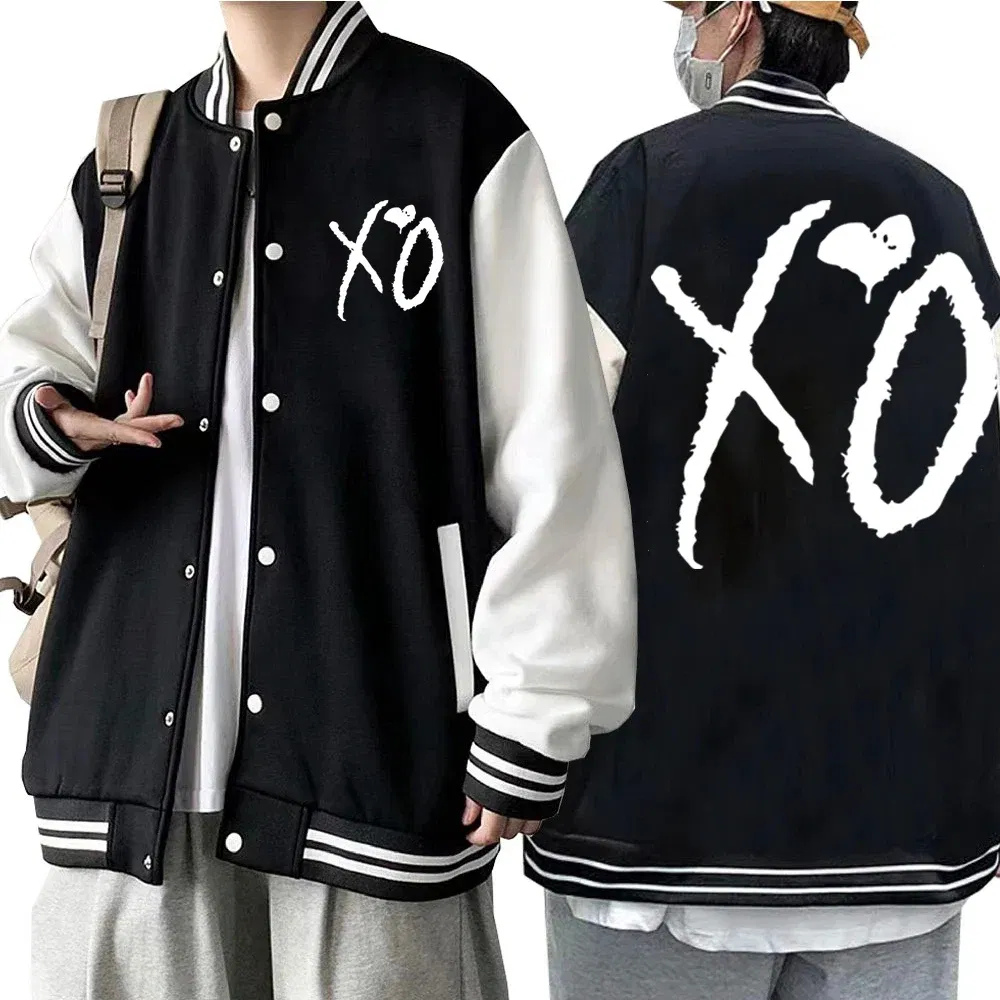 Color: Pink, Size: L - The Weeknd XO Jacket Hoodie The Weeknd The Host Music Sweatshirt Long Sleeve Baseball Uniform Clothes Unisex