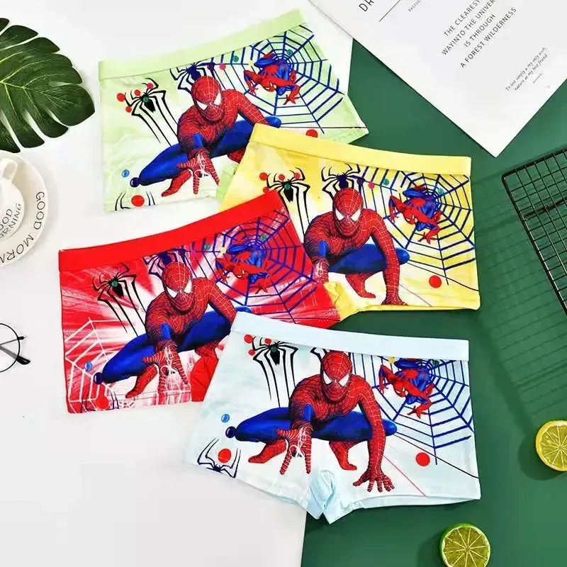 Color: Blue, Kid Size: 8 - 4pcs Disney Spiderman Children's Panties Cartoon Cotton Avenger Boys Boxers Frozen Girls Underwear Child Underpants