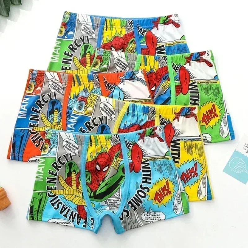 Color: Blue, Kid Size: 8 - 4pcs Disney Spiderman Children's Panties Cartoon Cotton Avenger Boys Boxers Frozen Girls Underwear Child Underpants