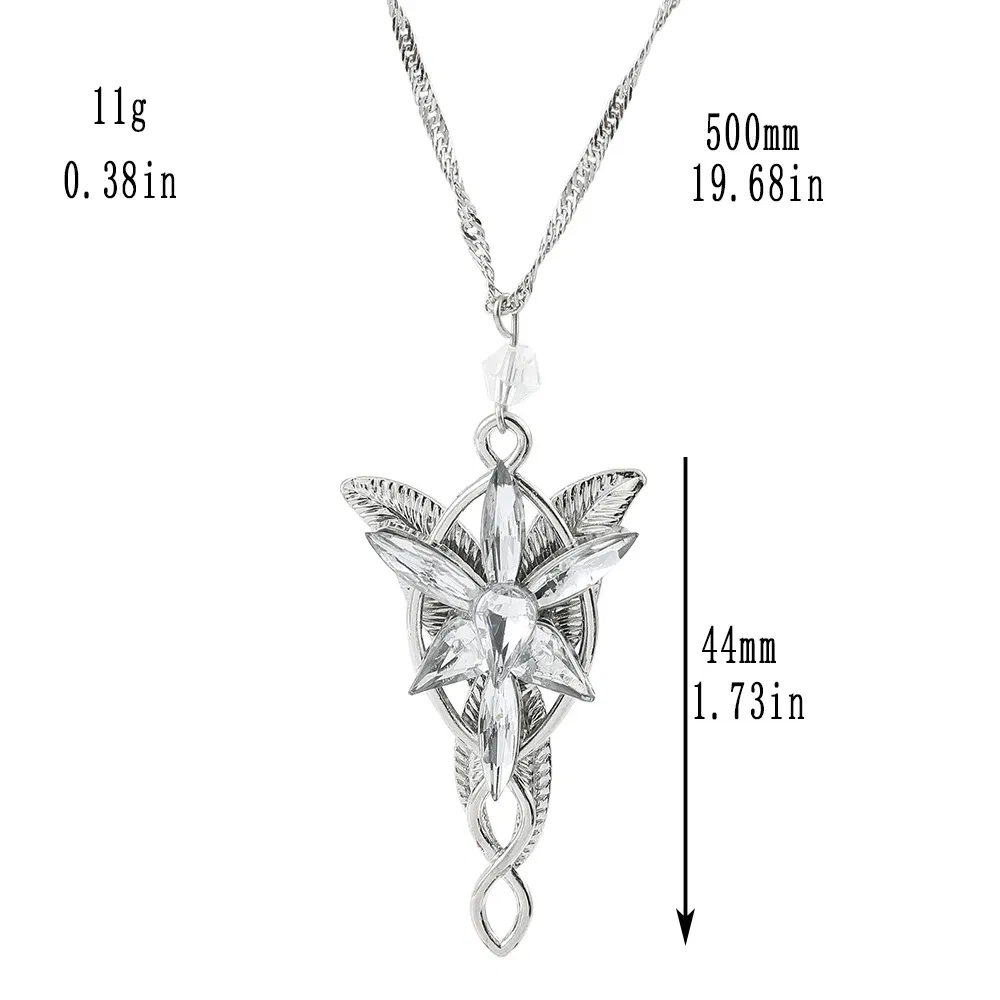 Color: green, Ships From: CHINA - Arwen Evenstar Crystal Pendant Necklace Silver Colour Fashion Twilight Star Necklace for Women Jewelry Accessories Toy Gift