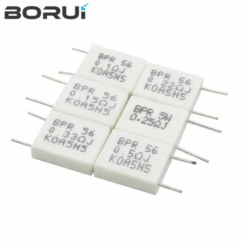 Resistance: 620R - 10pcs BPR56 5W 0.001 0.1 0.15 0.22 0.25 0.33 0.5 ohm Non-inductive Ceramic Cement Resistor 0.1R 0.15R 0.22R 0.25R 0.33R 0.5R