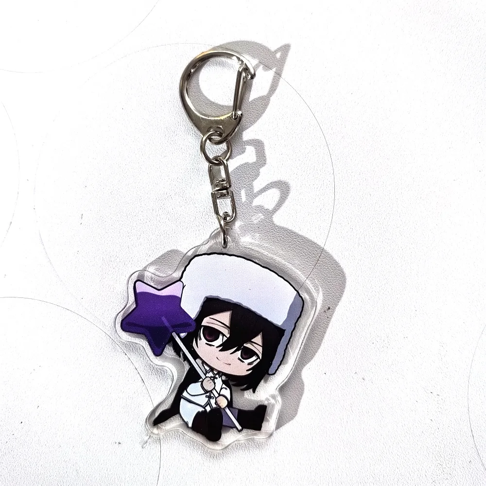 Color: PURPLE, Size: 6 cm - Anime Bungou Stray Dogs Arcylic Keychain Atsushi Nakajima Dazai Flower Key Chain Women Men Accessories Bag Pendant Chaveio Gifts
