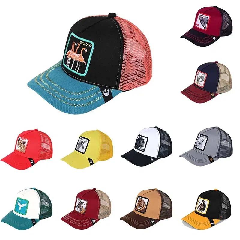 Color: Chocolate - Baseball Caps Men Women Snapback Hip Hop Cap With Fashion Animals Embroidery Summer Breathable Mesh Trucker Caps Streetwear Bone