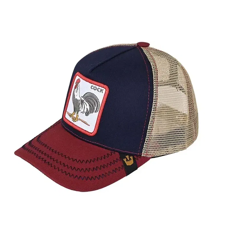Color: Chocolate - Baseball Caps Men Women Snapback Hip Hop Cap With Fashion Animals Embroidery Summer Breathable Mesh Trucker Caps Streetwear Bone
