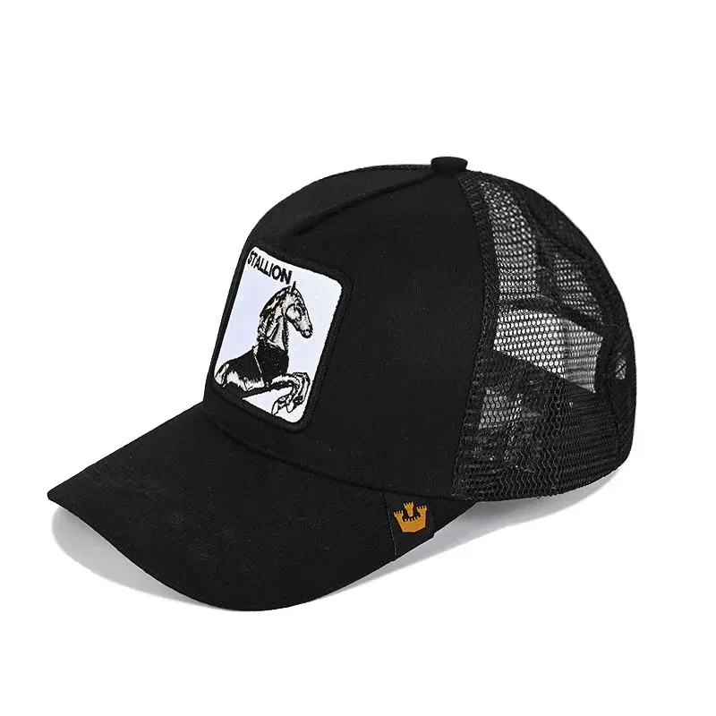 Color: Chocolate - Baseball Caps Men Women Snapback Hip Hop Cap With Fashion Animals Embroidery Summer Breathable Mesh Trucker Caps Streetwear Bone