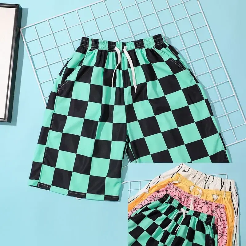 Color: black, Kid Size: 5 - Anime Demon Slayers Cosplay Clothes Kamado Tanjirou Zenitsu Shinobu Ventilate Printing Loose Individuality Shorts Sweatpants