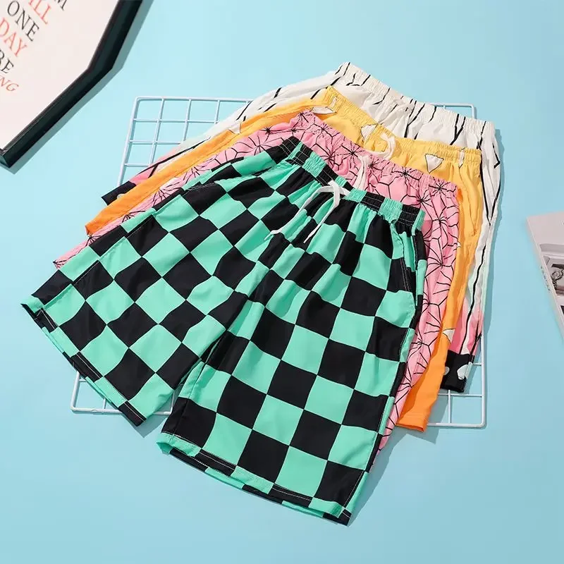 Color: black, Kid Size: 5 - Anime Demon Slayers Cosplay Clothes Kamado Tanjirou Zenitsu Shinobu Ventilate Printing Loose Individuality Shorts Sweatpants