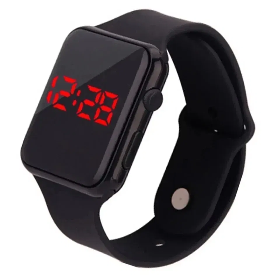 Color: Gold - Simple Digital Watch for Men Women Fashion Sport LED Electronic Watch Black Silicone Wristband Casual Mens Watch Reloj Hombre