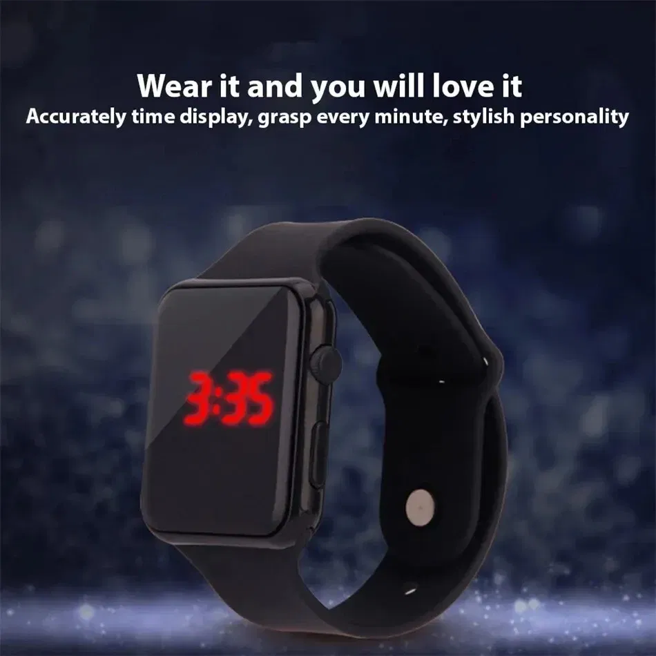Color: Gold - Simple Digital Watch for Men Women Fashion Sport LED Electronic Watch Black Silicone Wristband Casual Mens Watch Reloj Hombre