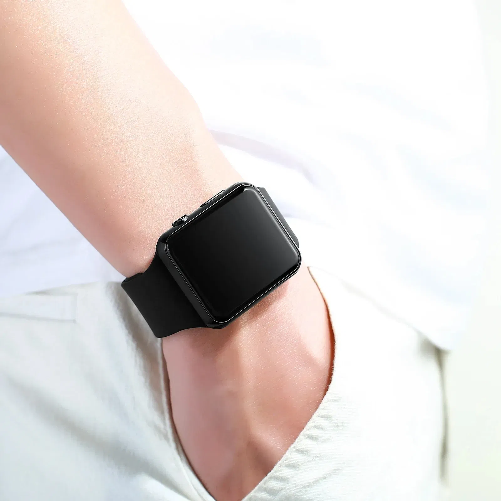 Color: Gold - Simple Digital Watch for Men Women Fashion Sport LED Electronic Watch Black Silicone Wristband Casual Mens Watch Reloj Hombre