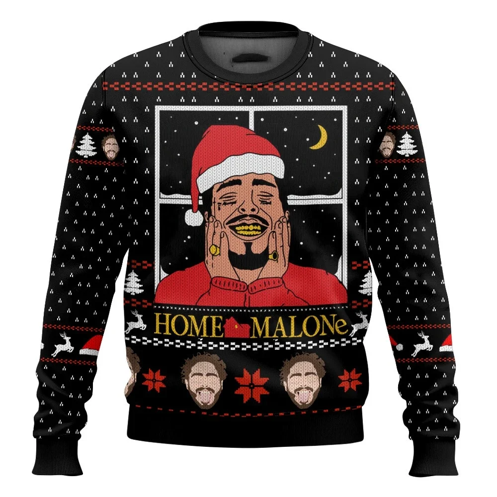 Color: Silver, Size: S, Ships From: CHINA - Merry Christmas alone at home Ugly Christmas sweater cartoon animation Men's pullover 2026 fashionable couple shirts Sweatshirt