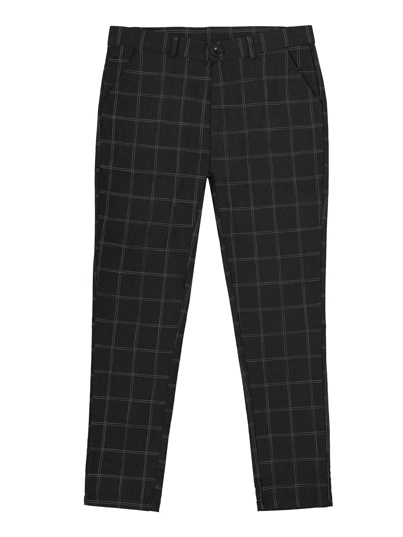 Color: black, Size: XXL - Checkered Fashion Europe and the United States Style Men's Pants Business Casual Travel Slim Pants Comfortable and Versatile