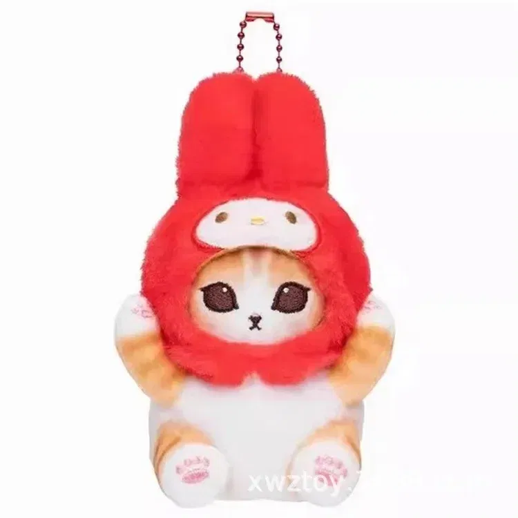 Color: Brown - Hot Kawaii Plush Keychain Pendant Cartoon Mofusand Shark Cat Cross-Dressing Hello Kitty Kuromi Doll Stuff Backpack Decor Toys