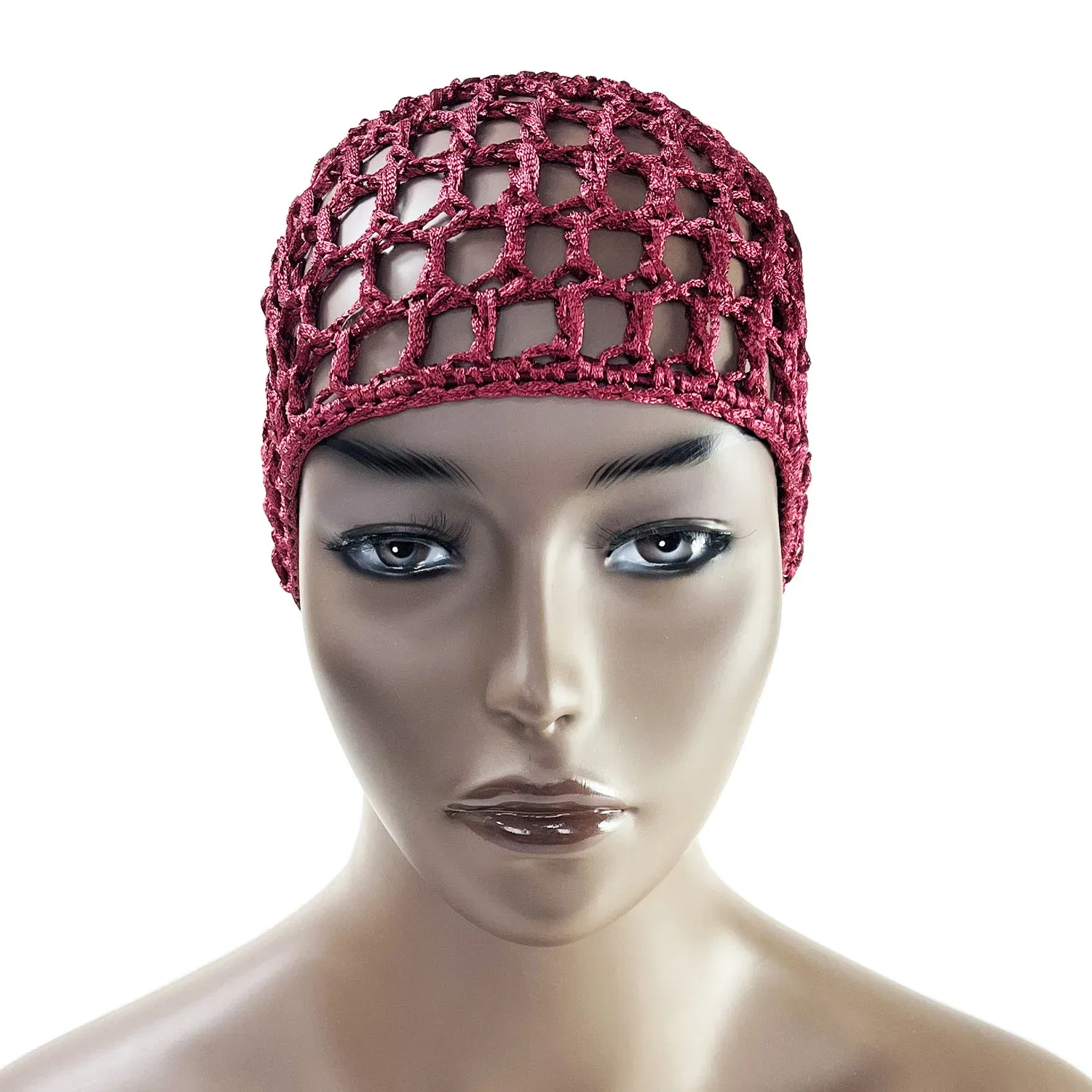Color: black - Womens Mesh Hair Net Crochet Cap Stylish Bar Hair Net Hand-crocheted Silk Mesh Hair Accessories Hats Turban Night Cover Beanie
